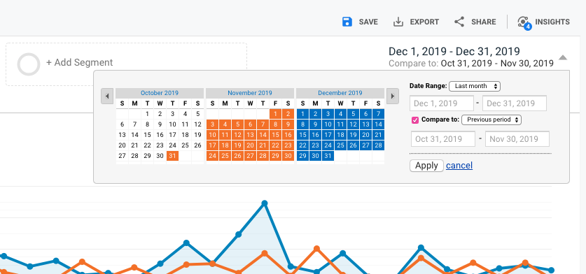 Screenshot - Google Analytics Date Range Picker